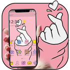 Pink Finger Heart Love Theme 아이콘