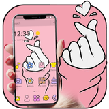 Pink Finger Heart Love Theme biểu tượng