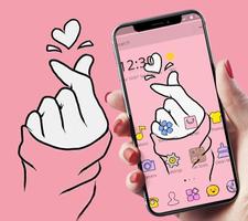 Pink Finger Heart Love Theme পোস্টার