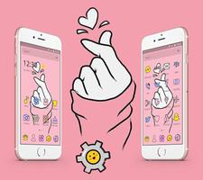 Pink Finger Heart Love Theme ảnh chụp màn hình 2