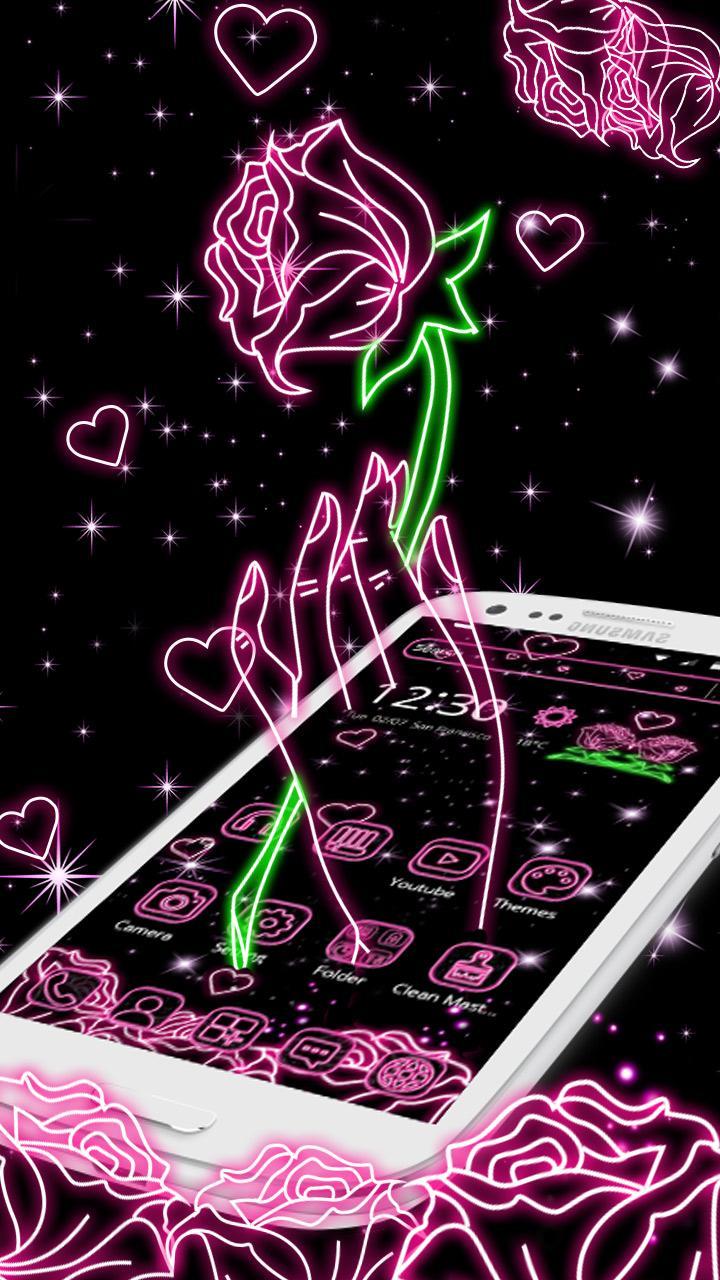 Beautiful Neon Rose Theme For Android Apk Download - neon rose sign roblox