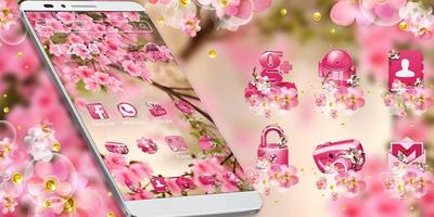 Розовая летняя цветочная тема скриншот 3