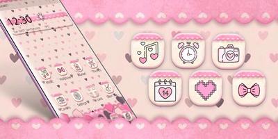 Pink Pastel Heart Gravity Theme capture d'écran 3