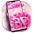 3D Pink Rose Glass Tech Theme APK