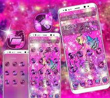 Pink unicorn galaxy theme poster