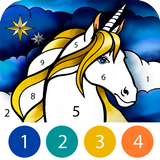 Unicorn Color by Number Book أيقونة