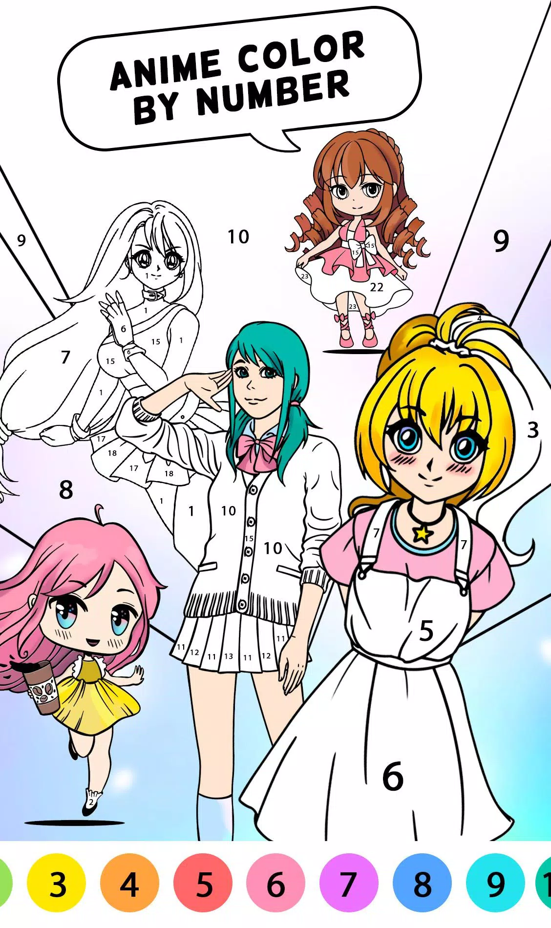 Play Tap Anime - Color By Number: A Relaxing Coloring Game For Free