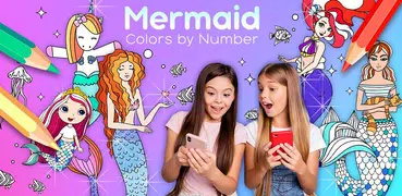 Mermaid Color by Number – Mermaid Coloring Book