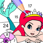 Mermaid Color by Number-icoon