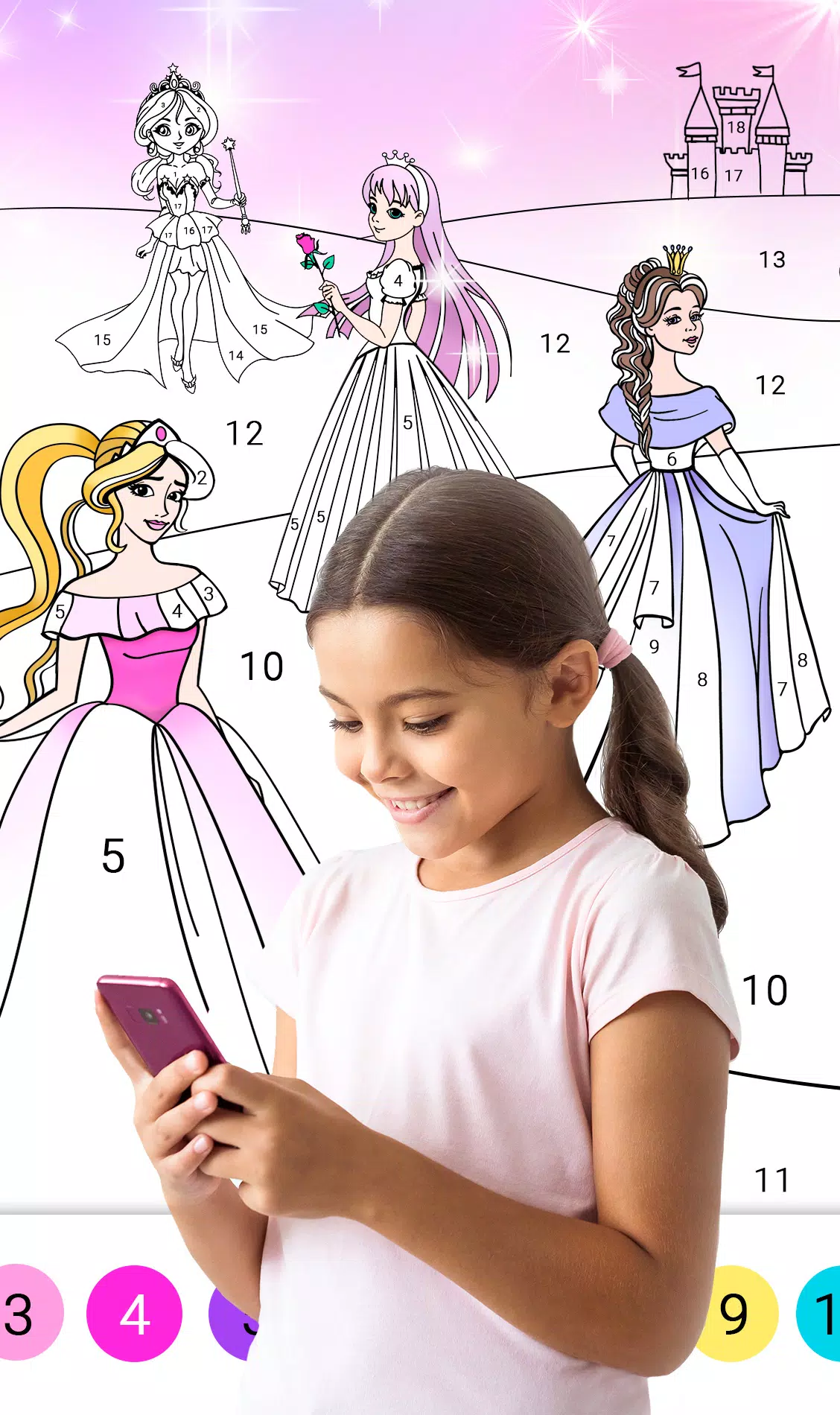 Desenhos para colorir de linda princesa : colorir pelos números