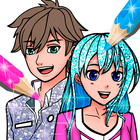 Anime Coloring Book Glitter آئیکن