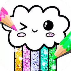 Kawaii Coloring Book Glitter Icon