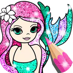 Mermaid Coloring Page Glitter Icon