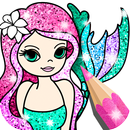 APK Mermaid Coloring Page Glitter