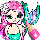 Mermaid Coloring Page Glitter ikona