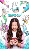 Mermaid Coloring Page Glitter ポスター