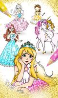 Princesas Colorear Glitter Poster