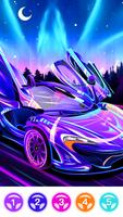 Car coloring book, paint by number game poster