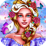 Fairytale coloring book, Happy paint by number icon