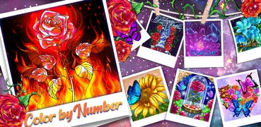 Flower coloring games-Color by number offline