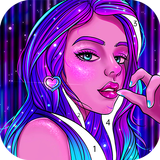 Neon Coloring Book Offline, Paint by Number Games 圖標