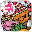 Coloriage de numéro. Kawaii FOOD pixel ART