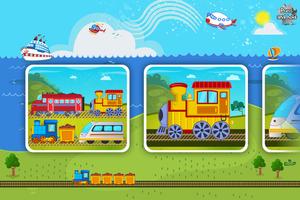 子供の鉄道と交通機関 – 幼児向けパズル ポスター