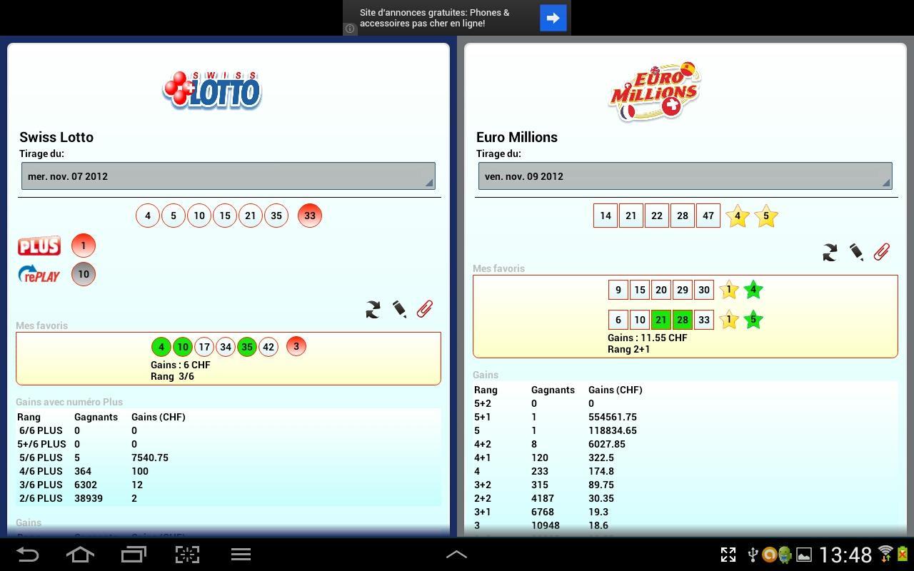 Swiss Lotto 2 (Switzerland Lottery/Euromillions) für Android - APK  herunterladen