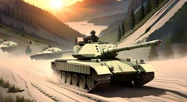gevechts tank simulator 3D-poster