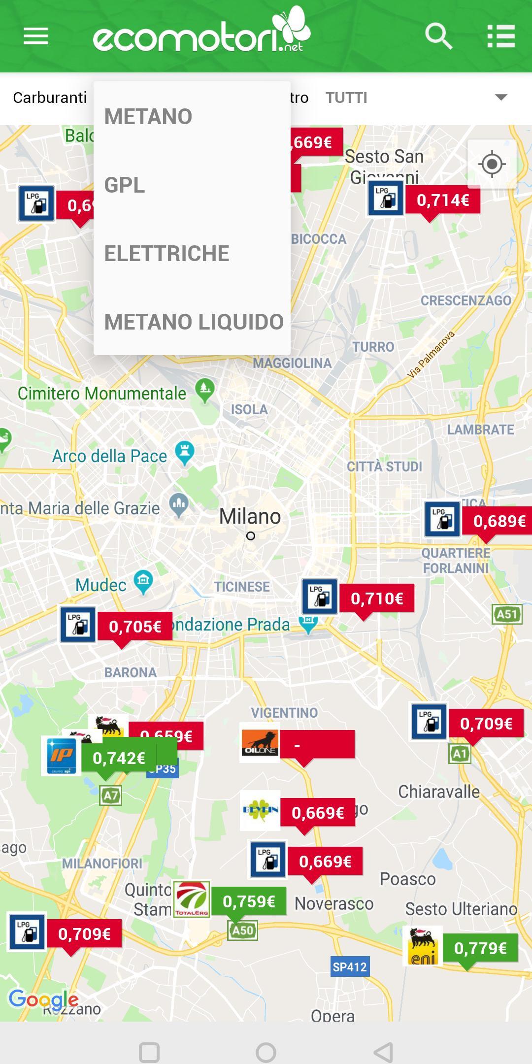 SCARICARE MAPPA DISTRIBUTORI METANO