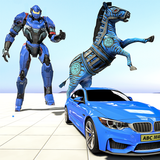 Jeux de voiture robot zèbre 3d icône
