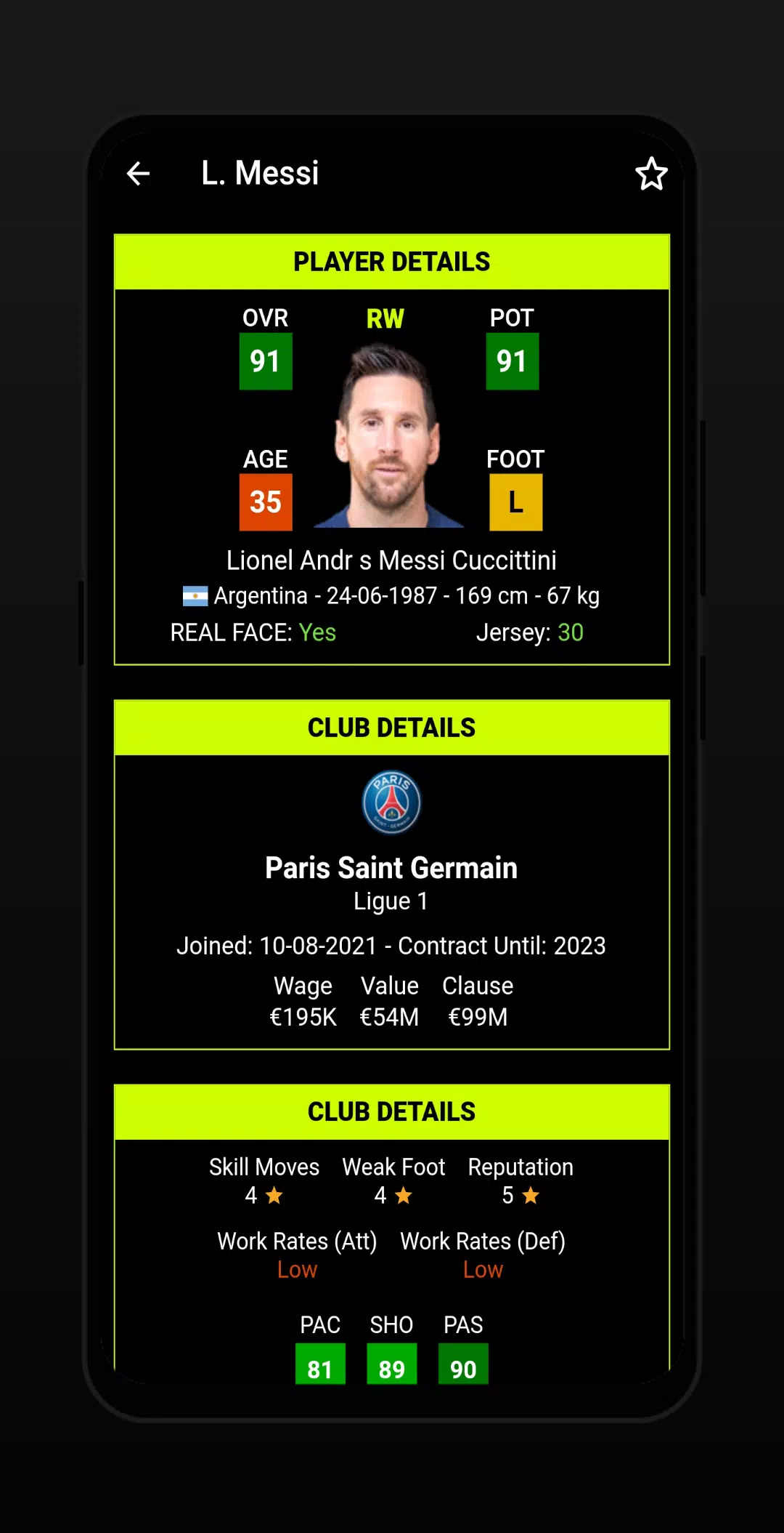 Players stats on companion app, why do the stats show other club