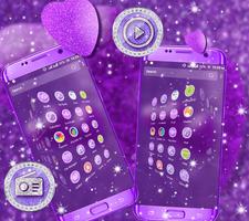 Purple Glitter Launcher Theme capture d'écran 3