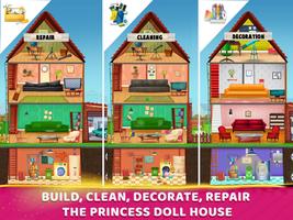 Princess Doll House Cleaning & Decoration Games syot layar 1