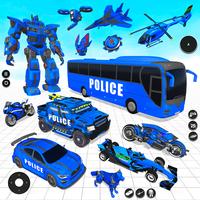 Police Bus Robot Car Games Affiche