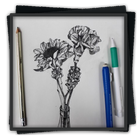 Dibujo a lápiz de flores icono