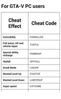 Popular GTA V Cheats تصوير الشاشة 1