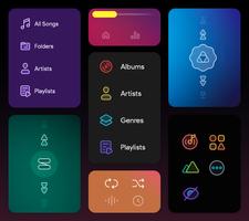 Dais Dark - Poweramp Skin تصوير الشاشة 3