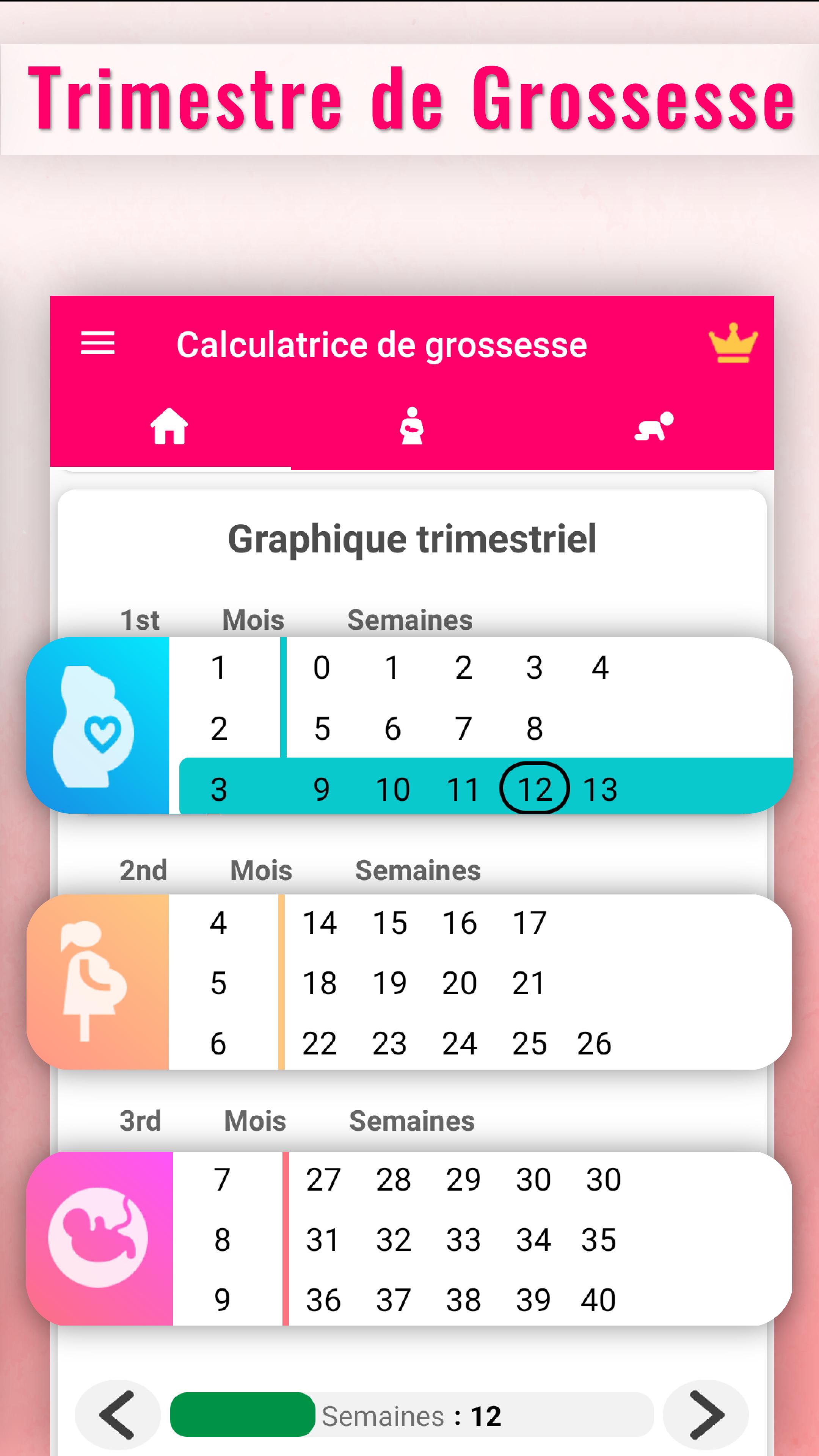3 Mois De Grossesse En Semaine Amenorrhee Calendrier Grossesse - Calcul Grossesse et Suivi pour Android