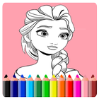 Juego de colorear princesa icono