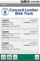 Concord Lumber Web Track Screenshot 2