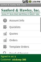 Sanford & Hawley Web Track screenshot 1