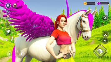 My Flying Unicorn Horse Game پوسٹر