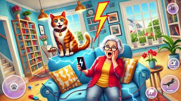 Cat VS Angry Gran Simulator 3D تصوير الشاشة 1