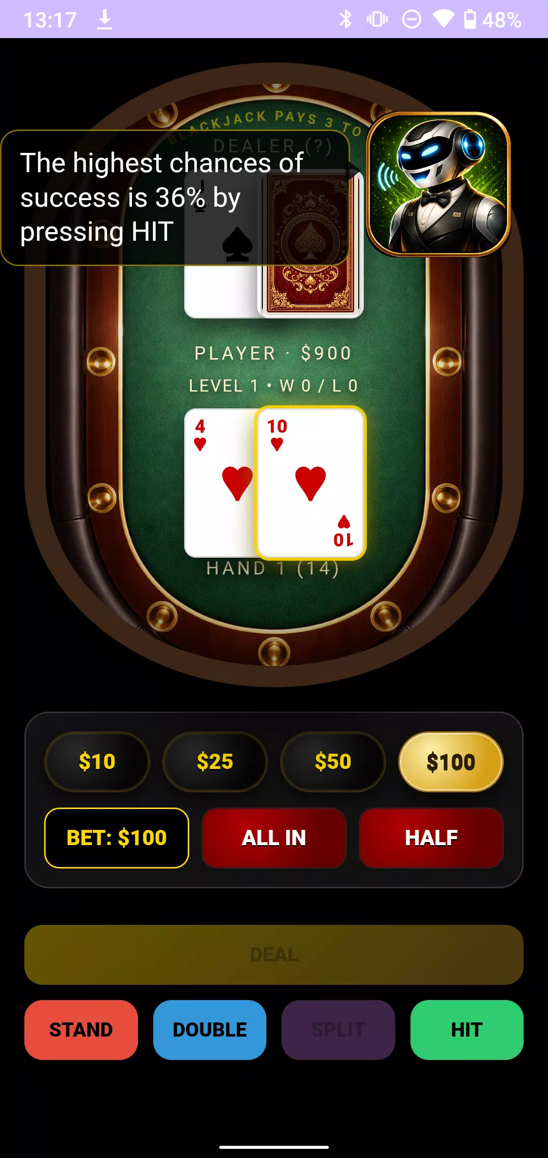 GetPro Blackjack with AI