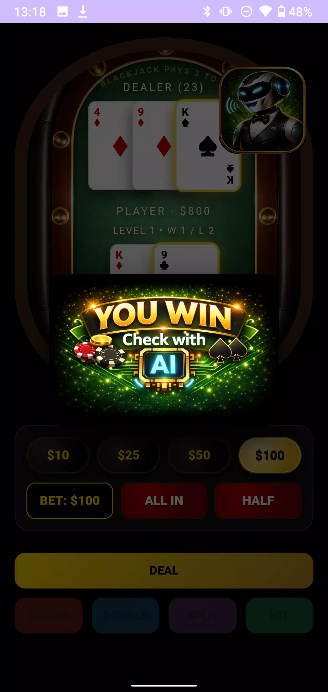 GetPro Blackjack with AI