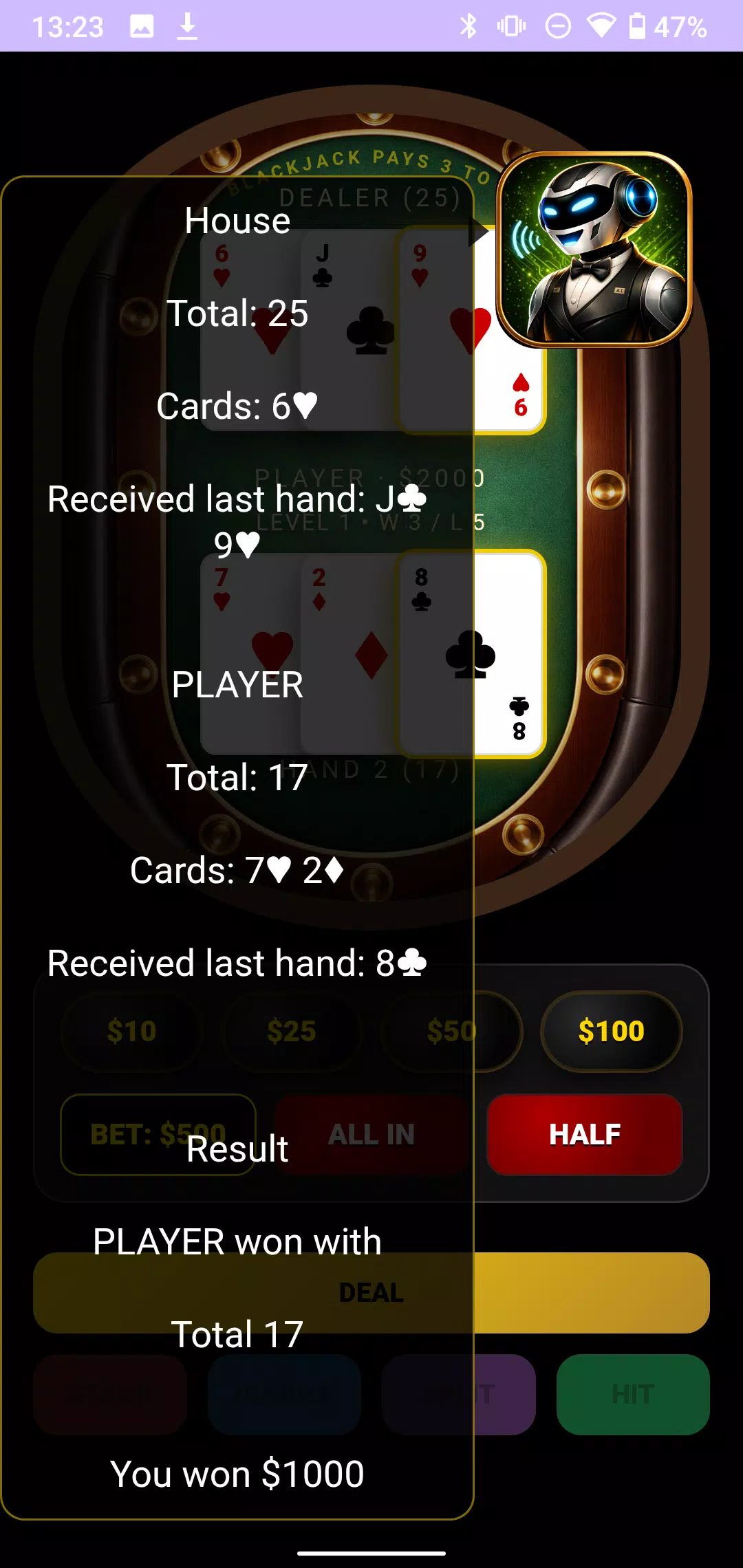 GetPro Blackjack with AI