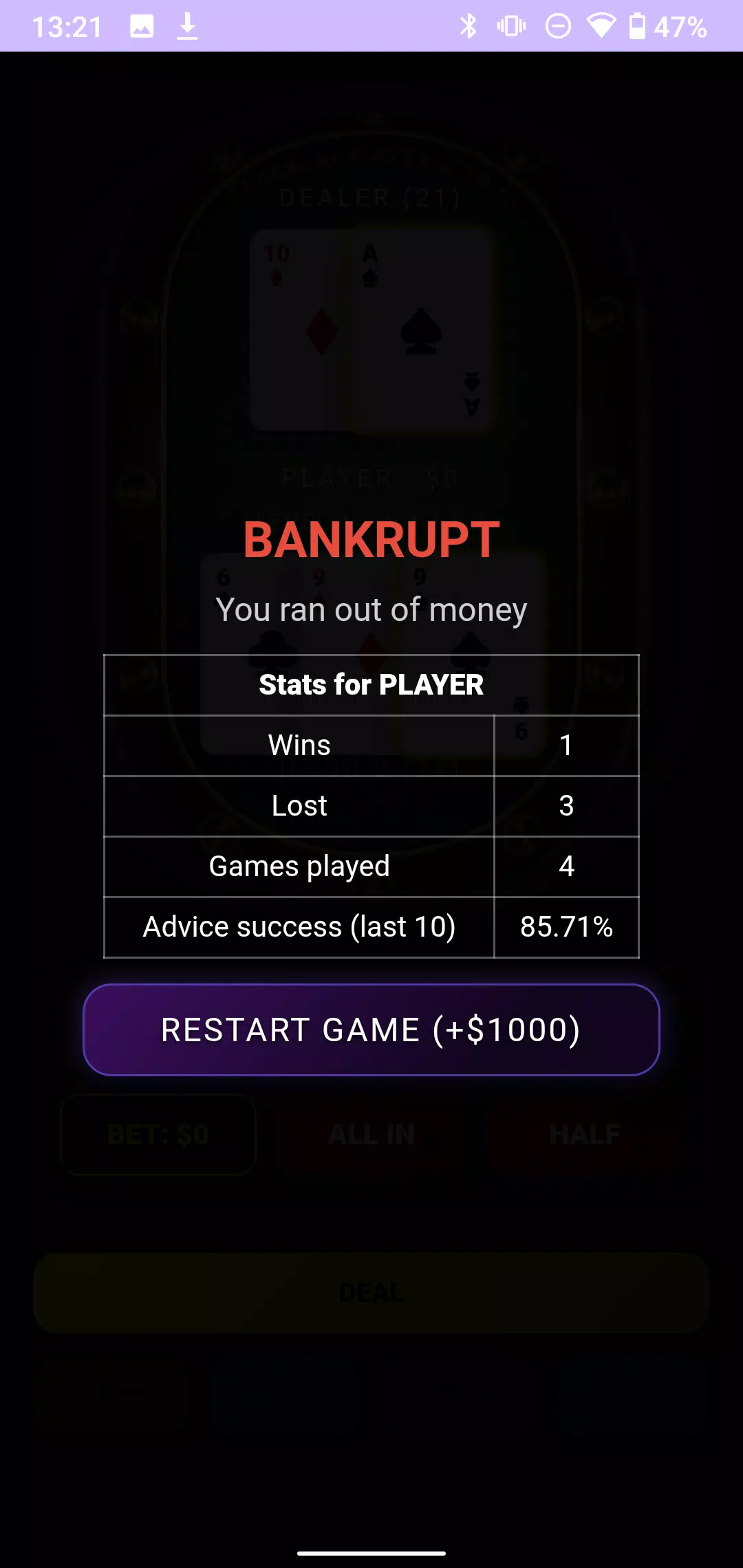 GetPro Blackjack with AI