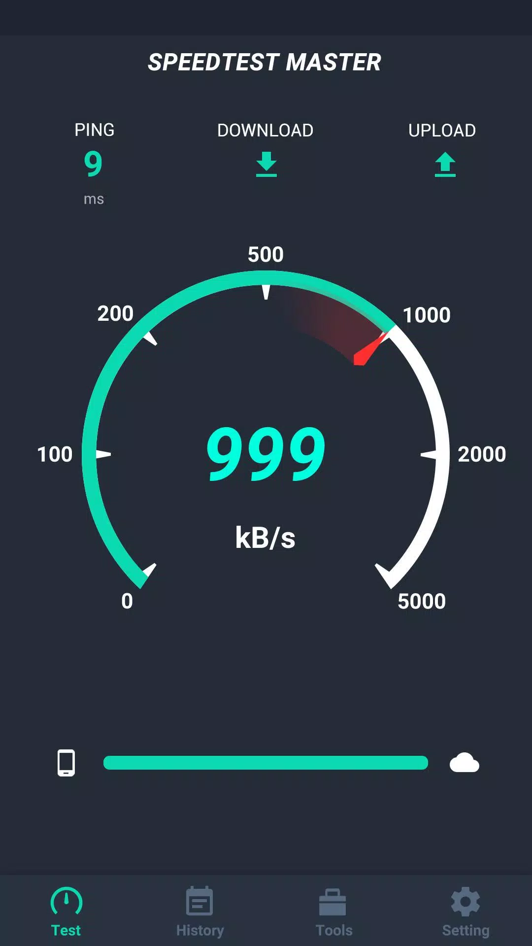 Medidor de teste de velocidade de download e upload da internet