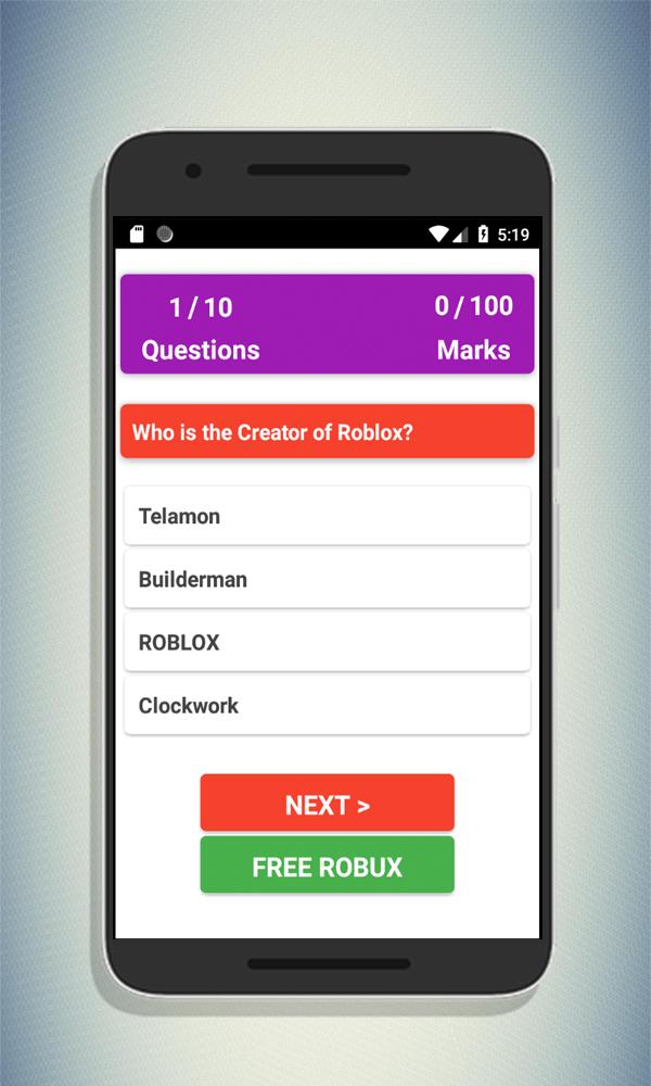 Quiz For Robux Earn Free Robux For Android Apk Download - 